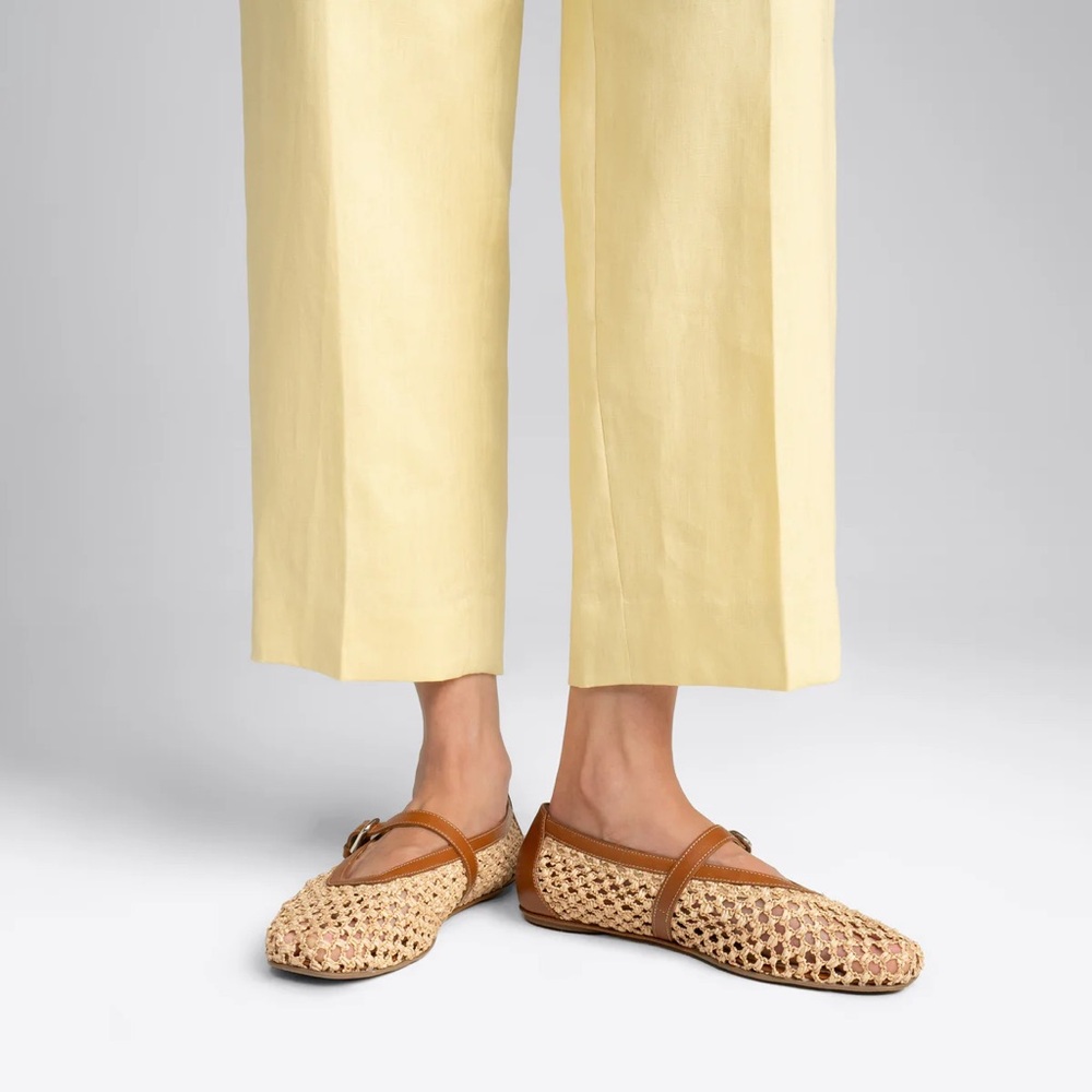 Labucq Lido Mary Jane ballet flats in natural rafia - Picture 3 of 9